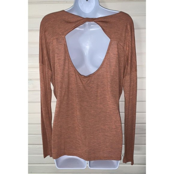 NWT Soprano Womens Sz MEDIUM Heathered Rusty Orange Scoop Neck Pullover USA MADE - Picture 6 of 10